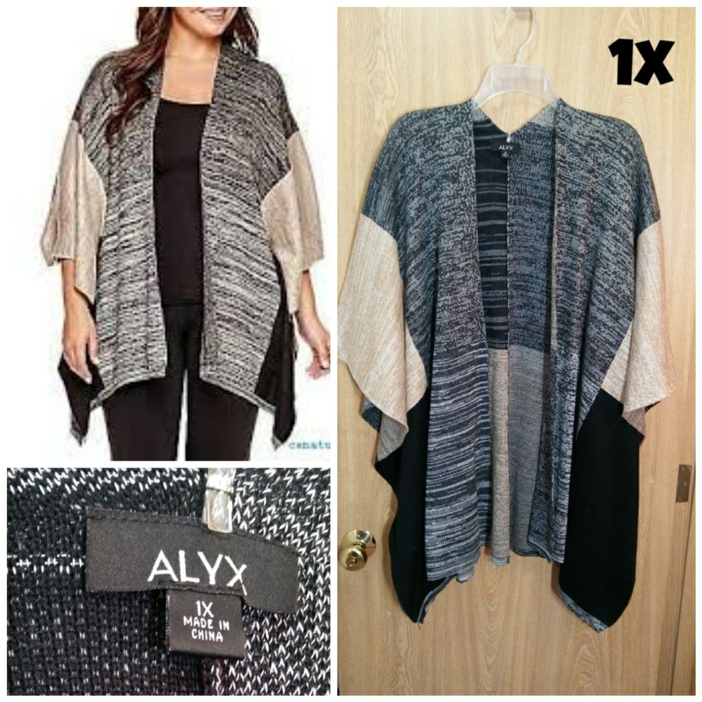 1x open front colorblock sweater